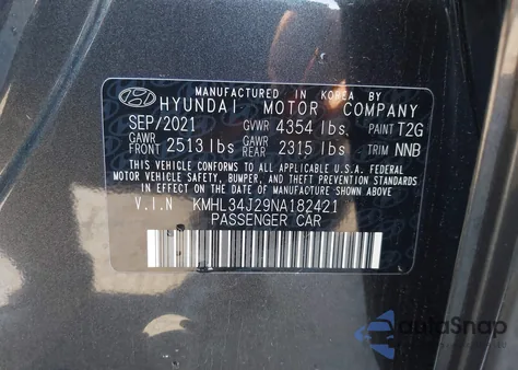 2022 Hyundai Sonata Limited z USA, uszkodzony, nr VIN KMHL34J29NA182421
